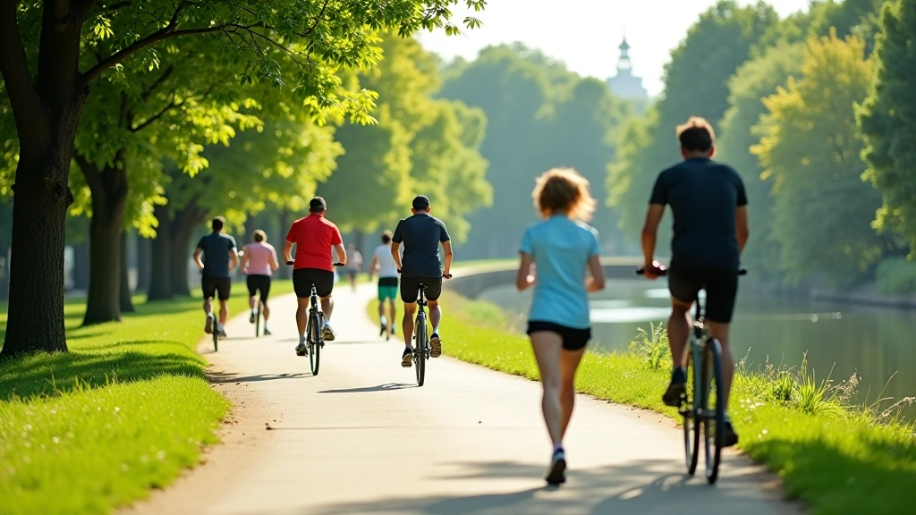 Pista ciclabile lungo le sponde del Po a Torino, con persone che corrono e camminano tra alberi verdeggianti